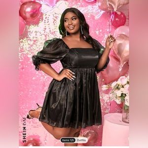 Black SHEIN dress with puffy sleeves